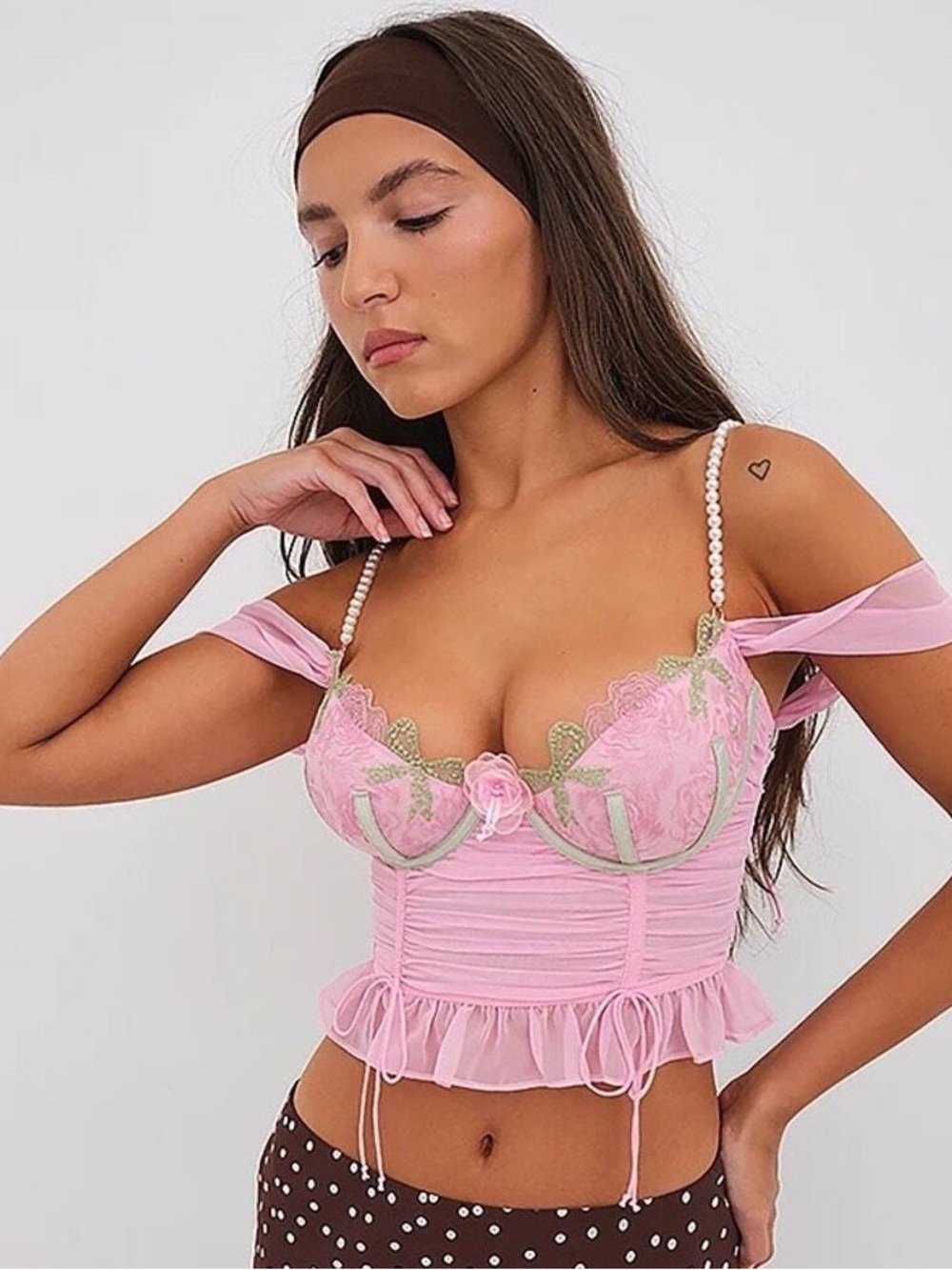 For Love And Lemons Blakely Corset Top Pink XL NEW